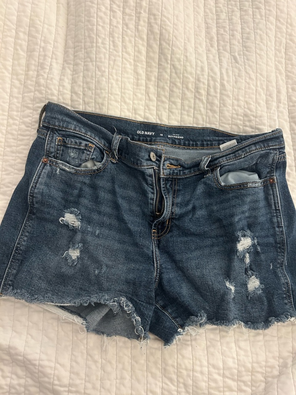 Old Navy Dark Blue Distressed Jean Shorts